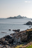 Fototapeta Morze - View of the coast and small islands in the sea near Ajaccio, the largest city on the island of Corsica