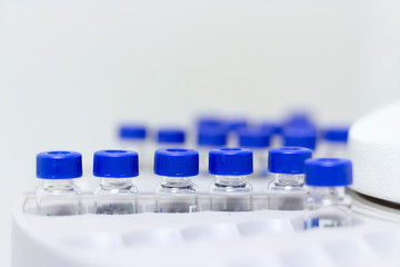 Wall Mural - vials are arranged in the auto sampler for gc chromatography in checmical laboratory