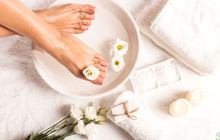 Foot Spa On White Background. Spa Background.