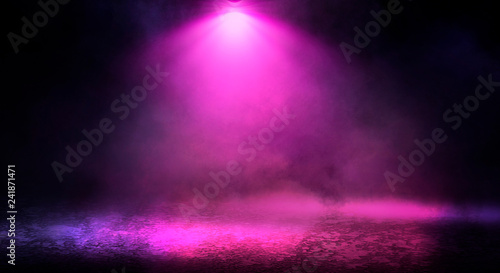 Dekoracja na wymiar  tlo-pustego-pokoju-z-reflektorami-i-swiatlami-abstrakcyjne-fioletowe-tlo-z-neonem