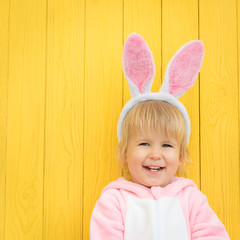 Canvas Print - Funny kid wearing Easter bunny