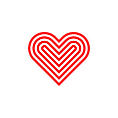 Aufkleber - Linear red stylized heart icon. Vector illustration.
