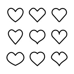 Aufkleber - Vector linear hearts icons set. Simple symbols for your design.