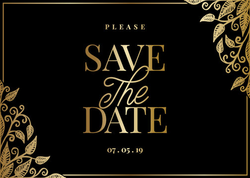 Wall Mural -  - gold leaves save the date card template