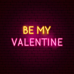 Sticker - be my valentine neon sign