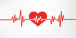 © Ihor - Heart pulse. Red and white colors. Heartbeat lone, cardiogram. Beautiful healthcare, medical background. Modern simple design. Icon. sign or logo. Flat style vector illustration.
