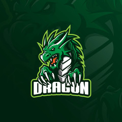 Wall Mural - dragon mascot logo design vector with modern illustration concept style for badge, emblem and tshirt printing. angry dragon illustration for sport team.