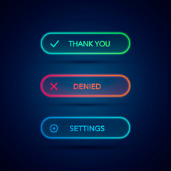 Wall Mural - vector illustration set of modern neon glowing buttons.