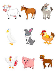 Canvas Print - Farm animal collection set on white background