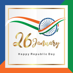 Wall Mural - Happy Indian Republic day 26 January celebration (honors the date on which the Constitution of India formed ) poster or banner background social media website header use for promotion. - Vector