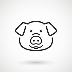 Wall Mural - Pig line icon. logo Piglet face with smile in outline style. Icon of Cartoon pig head with smile. Chinese New Year 2019. Zodiac. Chinese traditional Design, decoration Vector illustration.