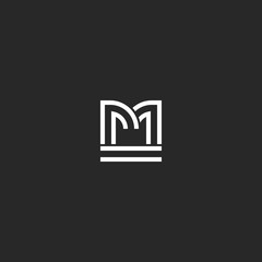 Wall Mural - Creative letter M logo monogram identity typography design. Luxury linear business card emblem.