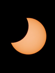 Wall Mural - partial solar eclipse through amateur telescope-refractor. vladivostok, january 6, 2019.