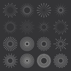 Wall Mural - vintage sunburst. simple star burst label, retro chalk hands drawn sunbursts frames and firework spa