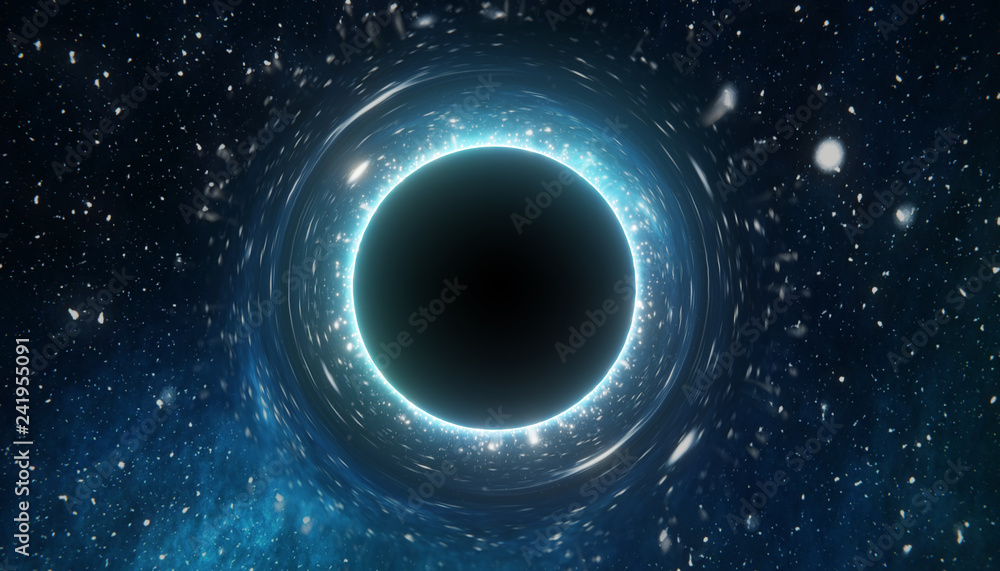 Singularity of massive black hole. 3D rendered illustration. - obrazy, fototapety, plakaty 