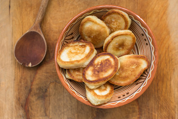 Pancakes fried in butter, breakfast, Russian traditional dish