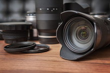 Digital Camera, Lenses And Professional Photographer's Equipment