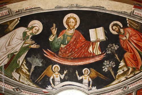 Fotografía Cristo glorioso tra due santi; affresco nella Basilica di Santa Caterina d'Aless