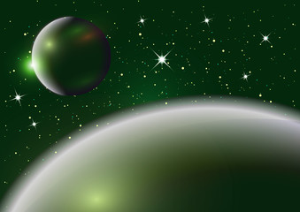 Wall Mural - fantastic background of outer space with planets, sky and stars. vector illustration.