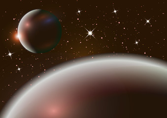 Wall Mural - fantastic background of outer space with planets, sky and stars. vector illustration.