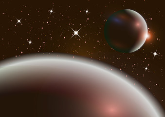 Wall Mural - fantastic background of outer space with planets, sky and stars. vector illustration.