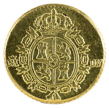 Ancient Spanish Gold Coin Of King Carlos III. With A Value Of Medio Escudo And Minted In Madrid. 1787. Reverse.