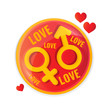 © Kova Studio - Love concept circle lable with symbols of different sex. Woman sign and man sign, heterosexual concept. Banner for Valentines Day, sex shop. Vector illustration.
