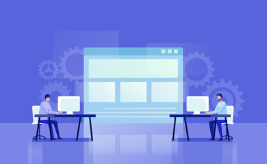 Wall Mural - graphic design and web developer working and business teamwork concept