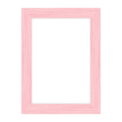 Pink wood picture frame on white background