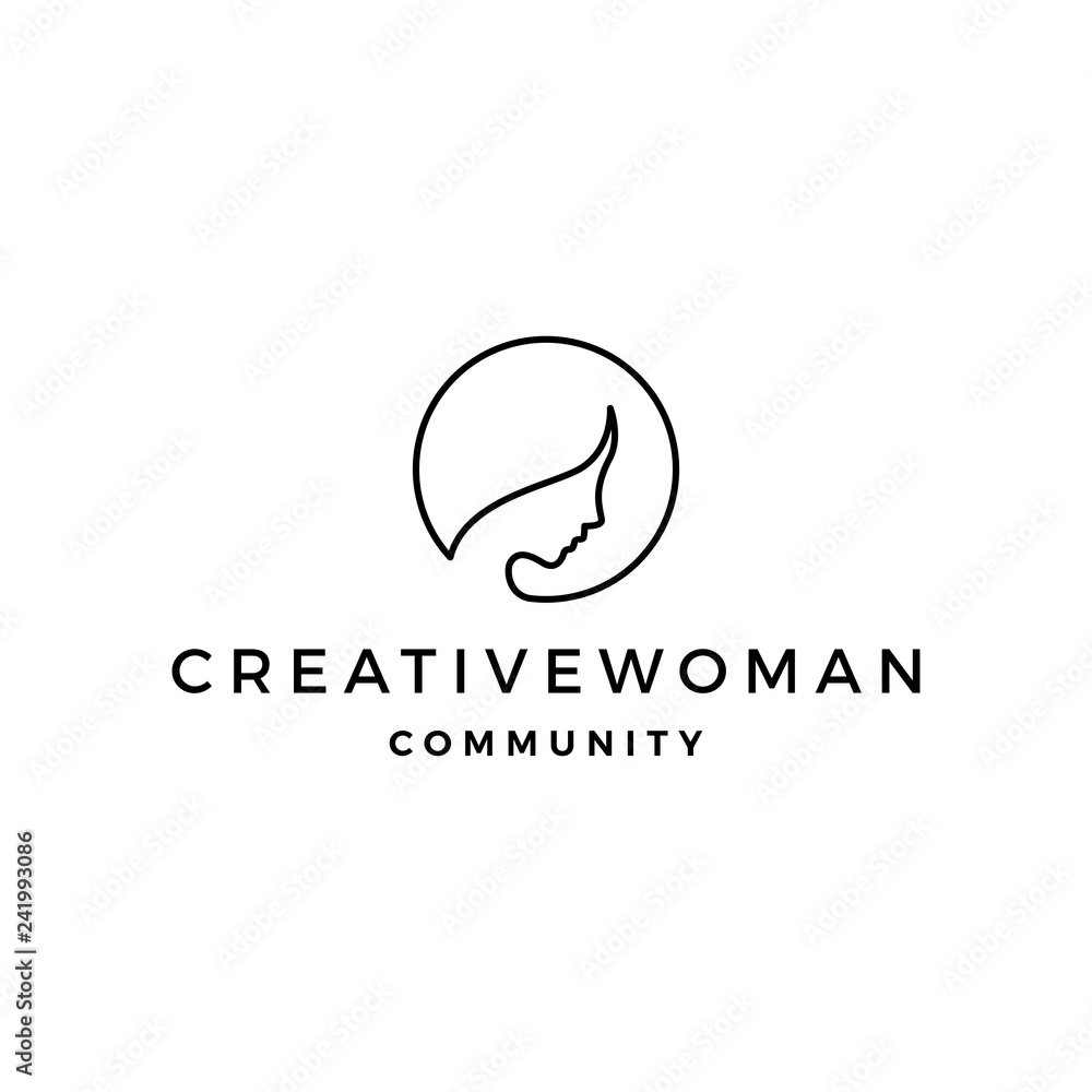 woman logo vector icon illustration line outline monoline Stock Vector ...