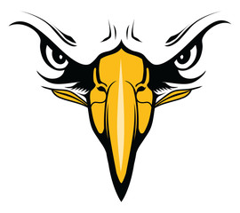 Wall Mural - eagles face with eyes and beak is an illustration of an eagle. it is a close up of the face and woul