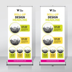 Wall Mural - Roll up banner design template, vertical, abstract background, pull up design, modern x-banner, rectangle size. 