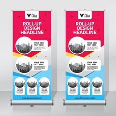 Wall Mural - Roll up banner design template, vertical, abstract background, pull up design, modern x-banner, rectangle size. 