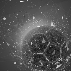 Wall Mural - soccer ball in a modern abstract style. breaks up and flies crashing the background.