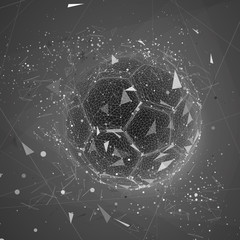 Wall Mural - soccer ball in a modern abstract style. breaks up and flies crashing the background.