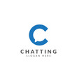 © Agung - Chat logo vector design template with letter C and chat bubble, negative space logo