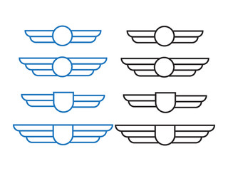 Wall Mural - wing army emblems. aviation badges, pilot labels vector icons
