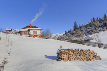 Poster - traditional house in Fundatica village, Romania