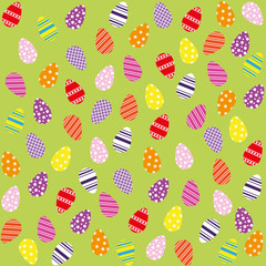 Wall Mural - seamless background of easter eggs on green