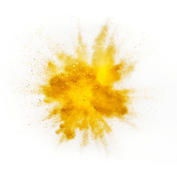 Wall Mural - Explosion of colored powder on white background