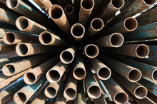 Stack Of Metal Pipes For Scaffolding