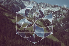 Geometric Collage With The Mountains And Sacred Geometry