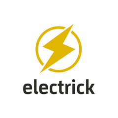 Fototapete - Lightning flash, electric power vector logo design element. Energy and thunder electricity symbol concept. Lightning bolt sign in the circle. Flash vector emblem template. Power fast speed logotype