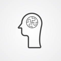 Head with puzzle vector icon sign symbol