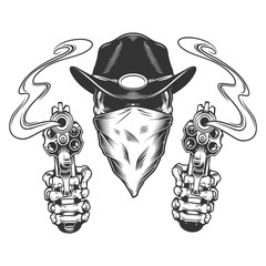 Wall Mural - Vintage monochrome cowboy skull