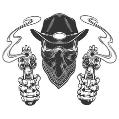 Wall Mural - Skull in cowboy hat and scarf