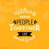 Print Modern food typography poster quote on yellow background. Kitchen wallpaper design.