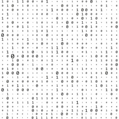 binary code zero one matrix white background. banner, pattern, wallpaper. Vector illustration