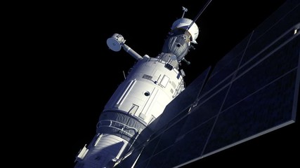 Wall Mural - 4k. international space station with alpha matte. 3d animation.