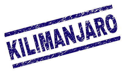 Wall Mural - kilimanjaro seal print with grunge style. blue vector rubber print of kilimanjaro caption with dirty